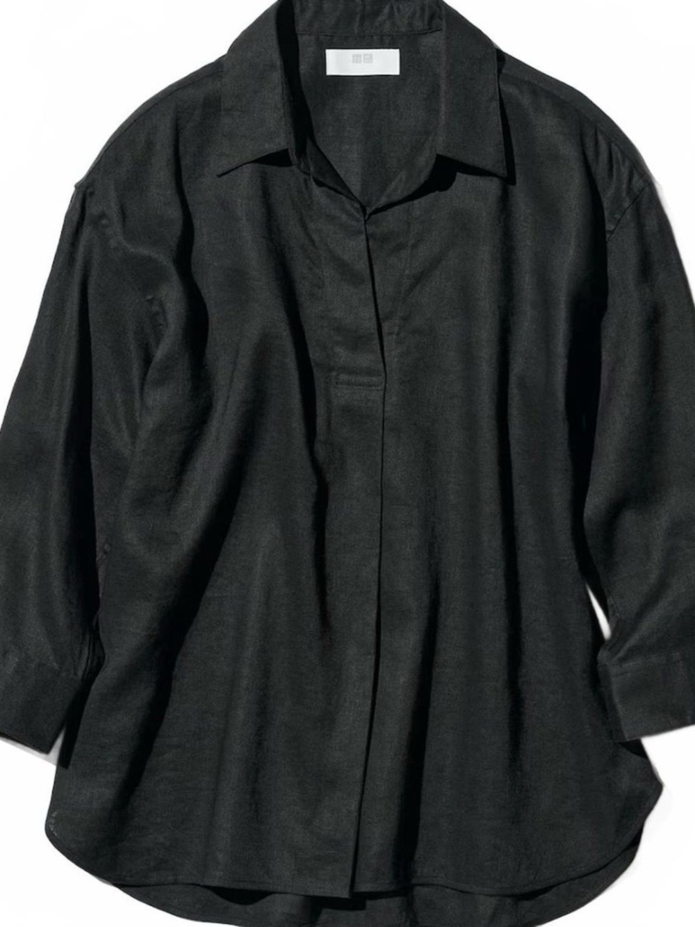 Black linen popover shirt XL